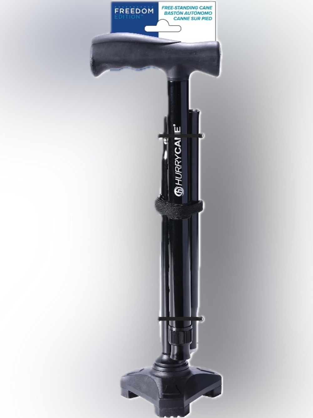 Freedom Hurry cane Travel Adjustable Black Walking Cane with Carry Pouch